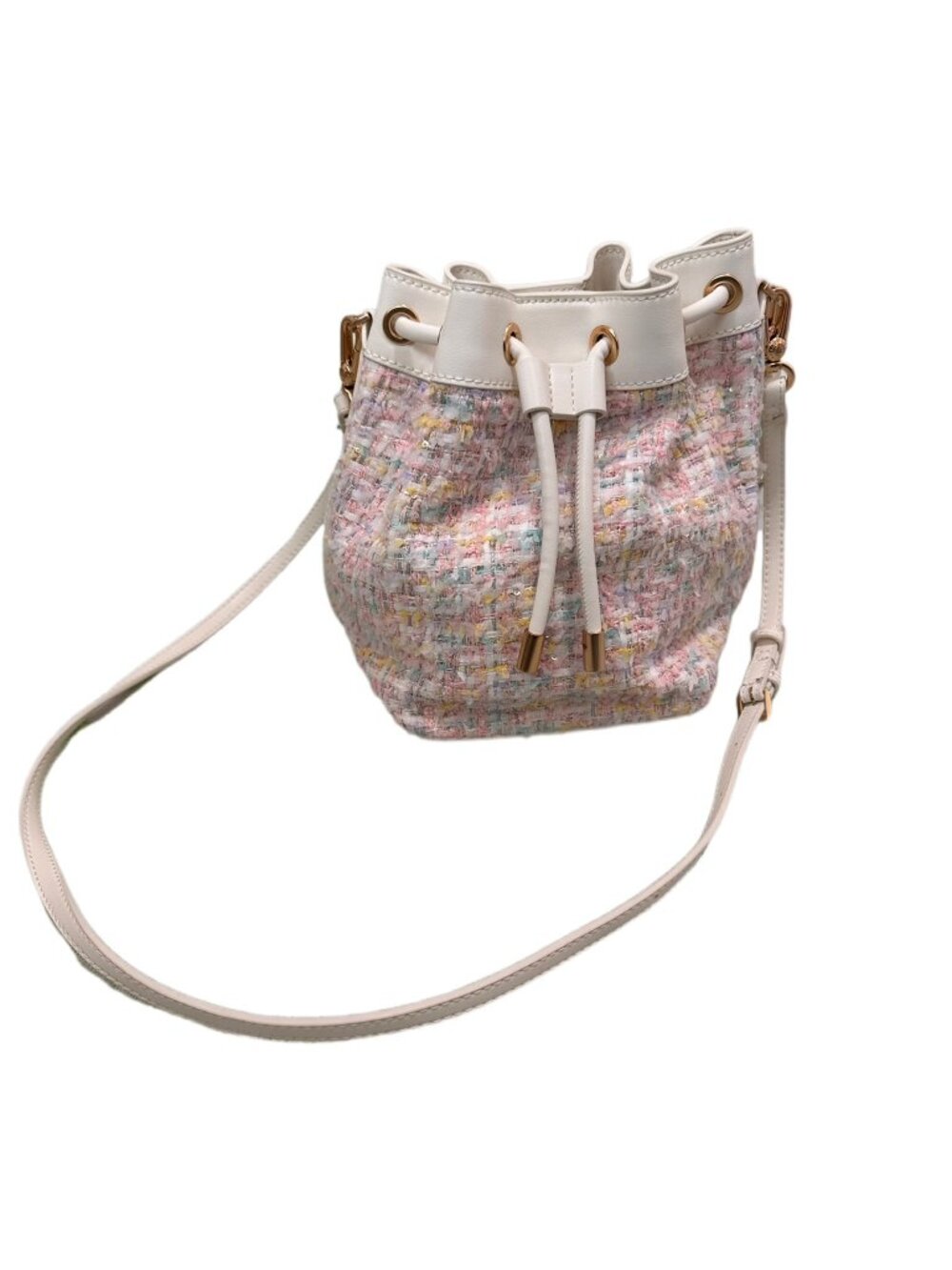 Charles & Keith Tweed Drawstring Bucket Bag - Picture 5 of 9